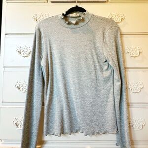 entro Sage Ruffle Mock Neck Knit Top